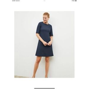 M.M. LaFleur Navy Blue Emily Stretch Knee-Length Square‎ Neck Dress size 8